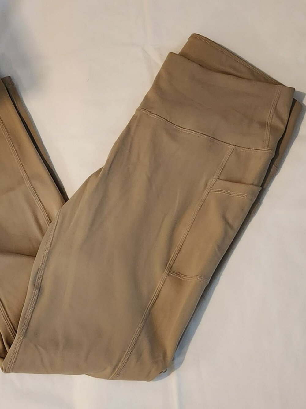 Yoga pants sz L hi waist beige ankle length NWOT